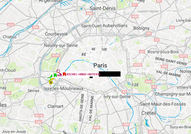 plan itinéraire ratp de Marcel Sembat à Michel-Ange-Auteuil