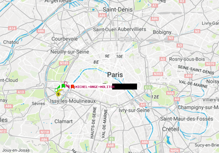 plan itinéraire ratp de Marcel Sembat à Michel-Ange-Molitor