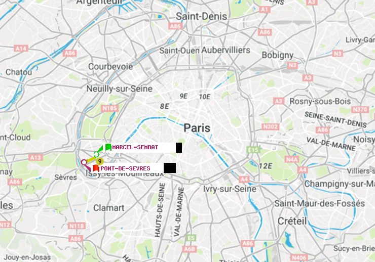 plan itinéraire ratp de Marcel Sembat à Pont de Sèvres