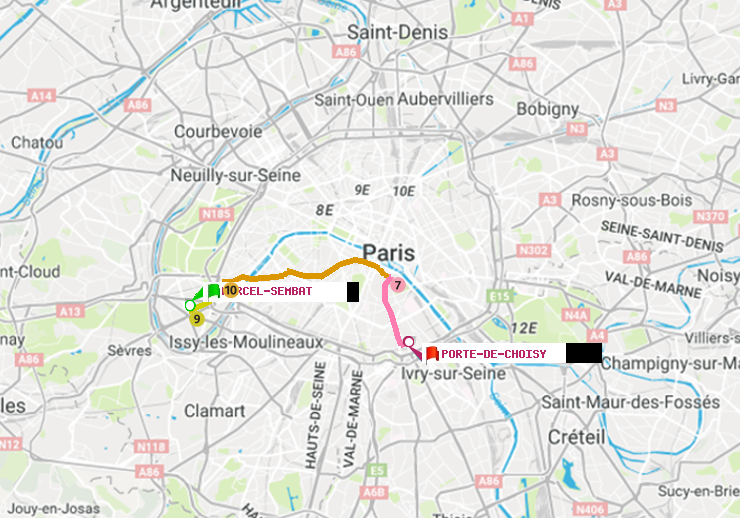 plan itinéraire ratp de Marcel Sembat à Porte de Choisy