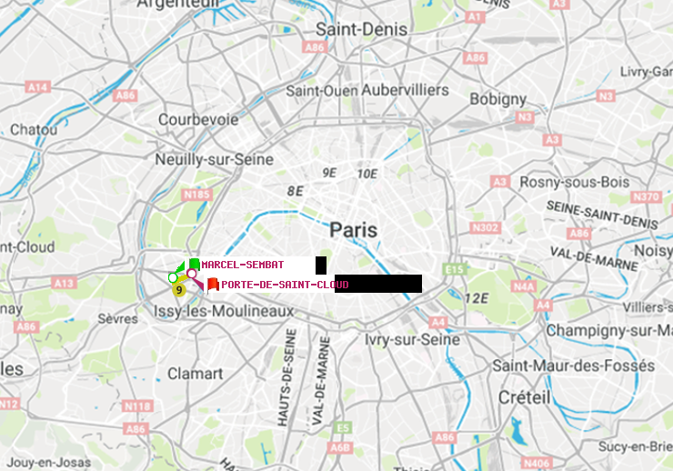 plan itinéraire ratp de Marcel Sembat à Porte de Saint-Cloud