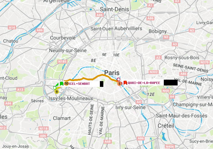 plan itinéraire ratp de Marcel Sembat à Quai de la Rapée