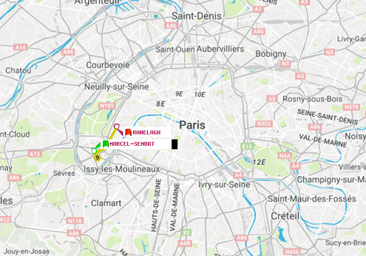 plan itinéraire ratp de Marcel Sembat à Ranelagh