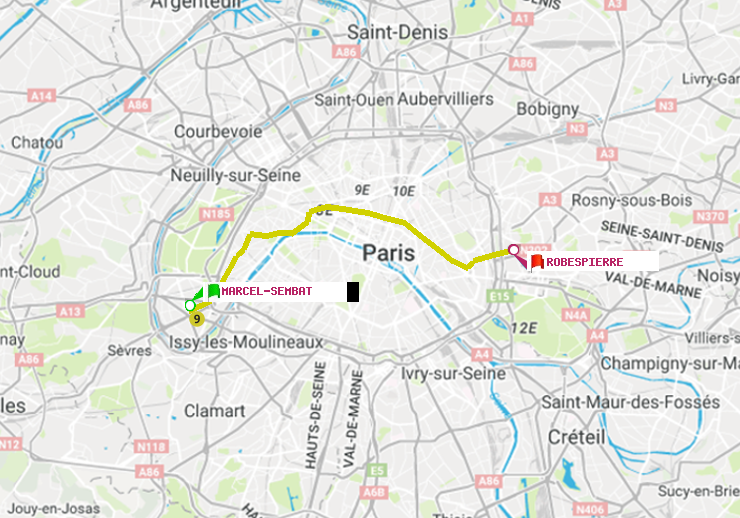 plan itinéraire ratp de Marcel Sembat à Robespierre