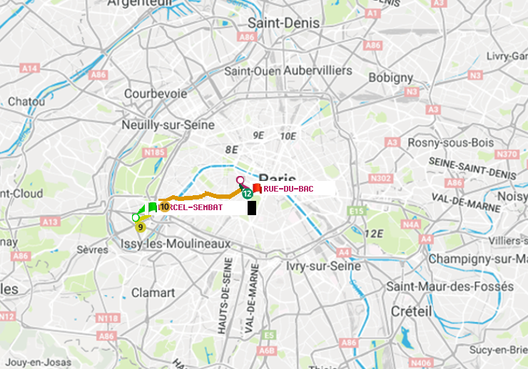plan itinéraire ratp de Marcel Sembat à Rue du Bac