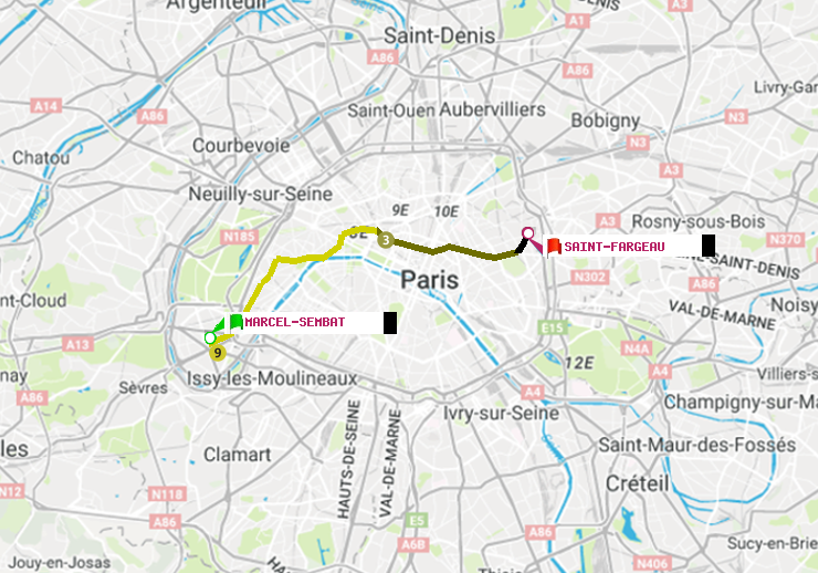 plan itinéraire ratp de Marcel Sembat à Saint-Fargeau