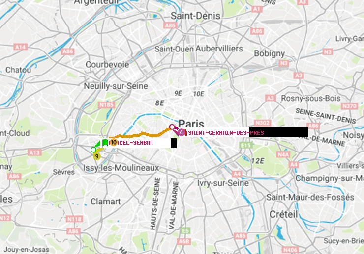 plan itinéraire ratp de Marcel Sembat à Saint-Germain des Prés