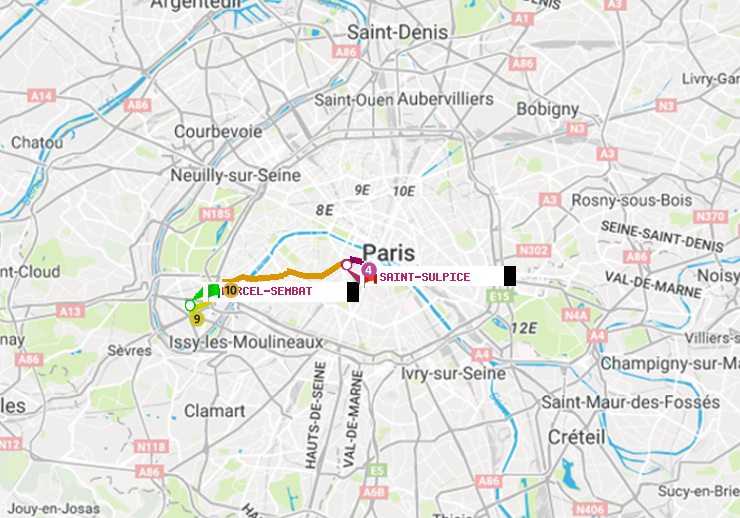 plan itinéraire ratp de Marcel Sembat à Saint-Sulpice
