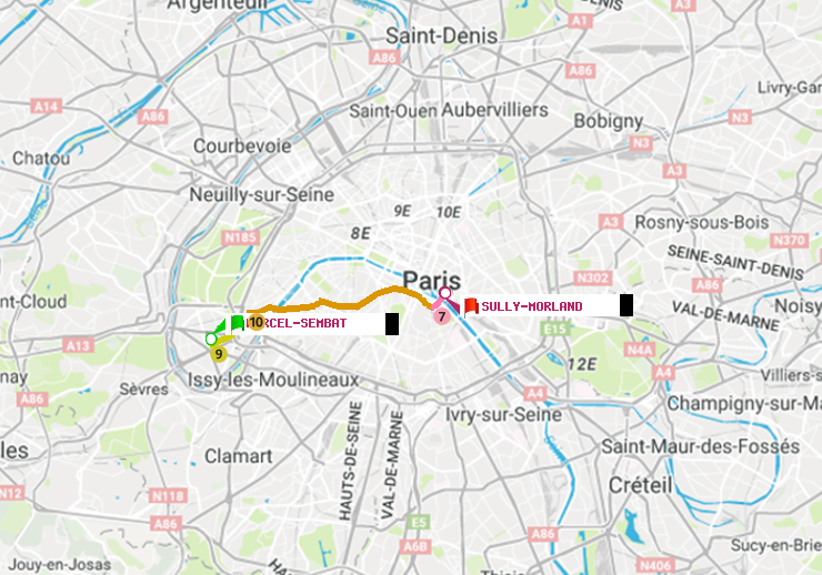 plan itinéraire ratp de Marcel Sembat à Sully-Morland