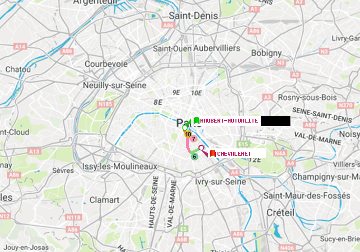 plan itinéraire ratp de Maubert-Mutualité à Chevaleret