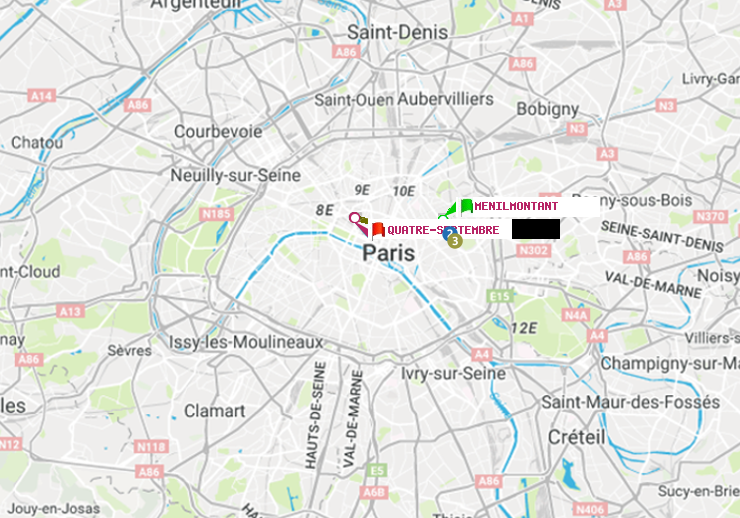 plan itinéraire ratp de Ménilmontant à Quatre Septembre