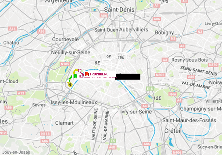 plan itinéraire ratp de Michel-Ange-Auteuil à Trocadéro