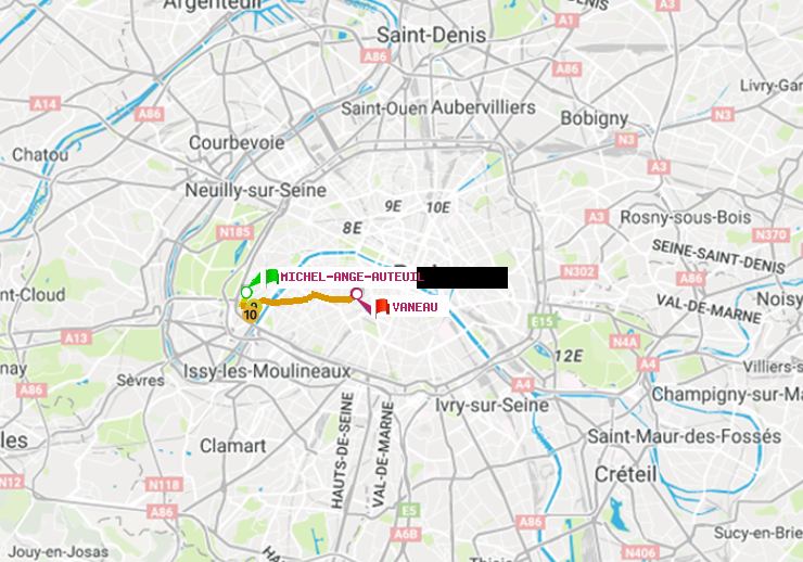 plan itinéraire ratp de Michel-Ange-Auteuil à Vaneau