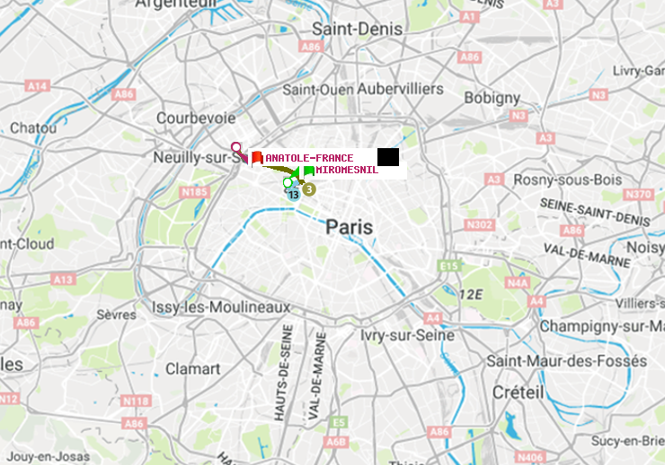 plan itinéraire ratp de Miromesnil à Anatole-France