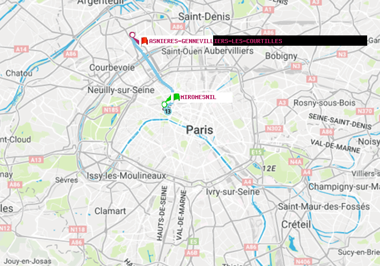 plan itinéraire ratp de Miromesnil à Asnieres-Gennevilliers Les Courtilles