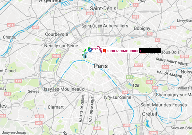 plan itinéraire ratp de Miromesnil à Barbès-Rochechouart