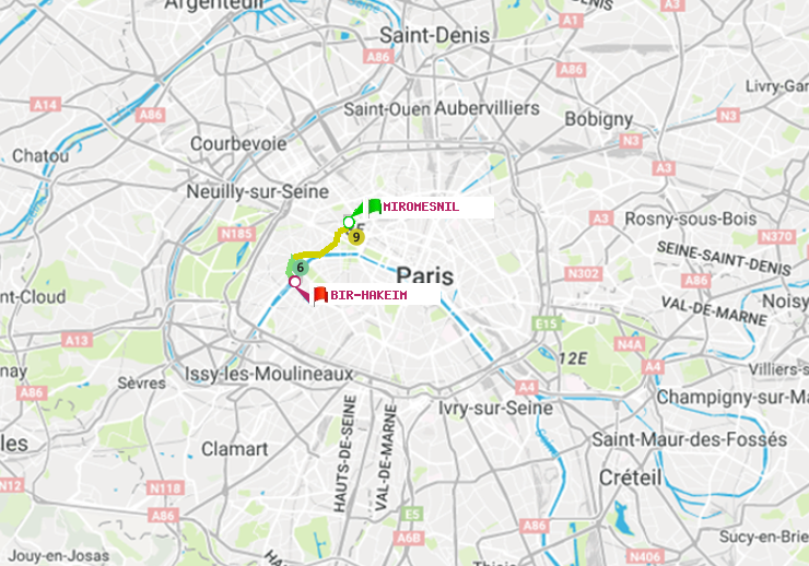 plan itinéraire ratp de Miromesnil à Bir-Hakeim (Grenelle)