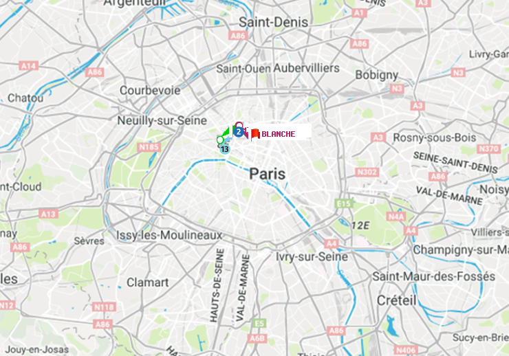 plan itinéraire ratp de Miromesnil à Blanche