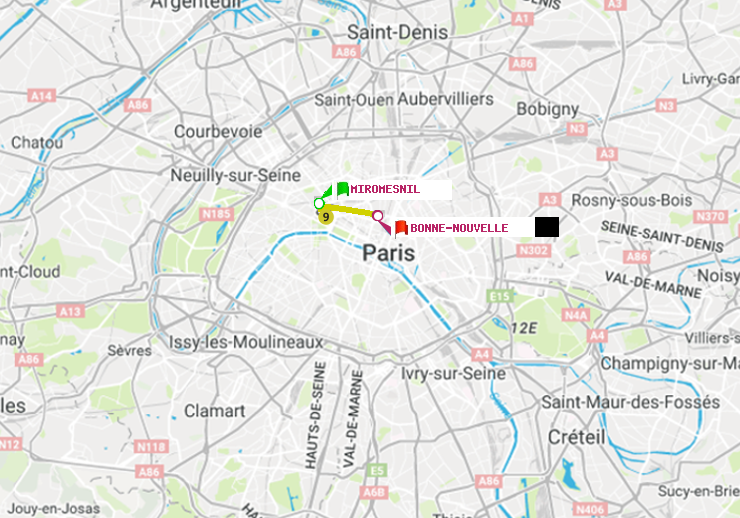 plan itinéraire ratp de Miromesnil à Bonne Nouvelle