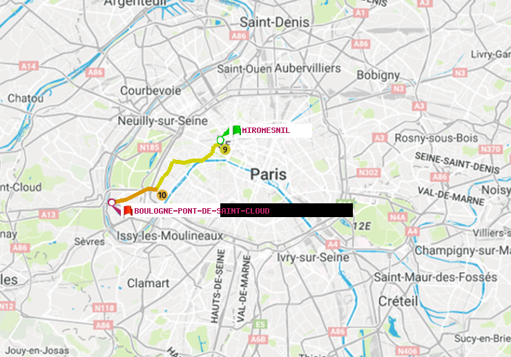 plan itinéraire ratp de Miromesnil à Boulogne Pont de Saint-Cloud
