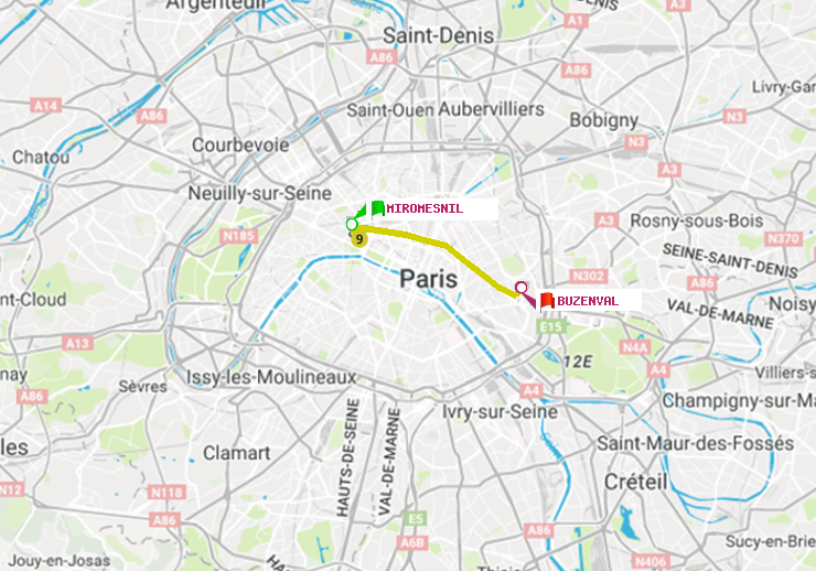 plan itinéraire ratp de Miromesnil à Buzenval