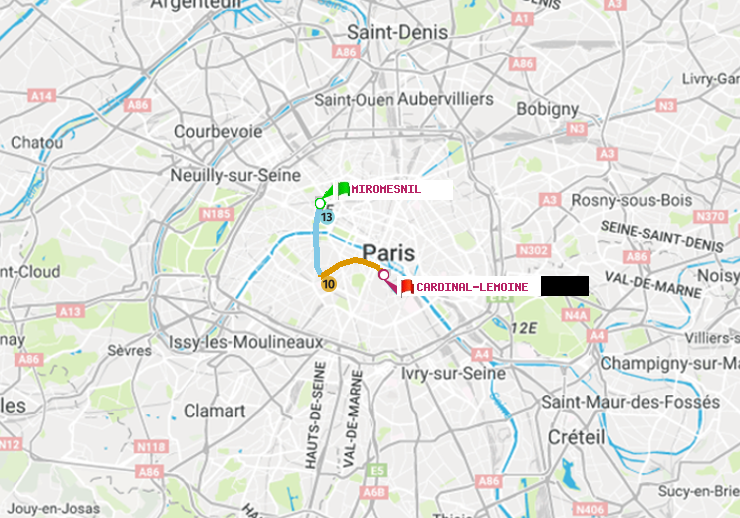 plan itinéraire ratp de Miromesnil à Cardinal-Lemoine