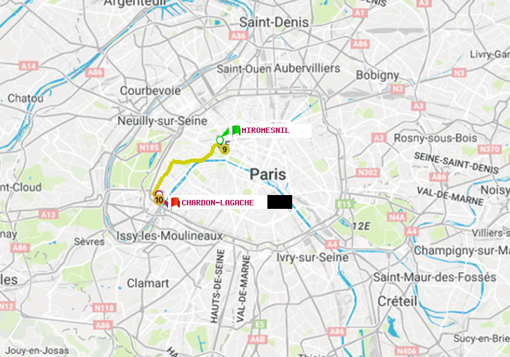 plan itinéraire ratp de Miromesnil à Chardon-Lagache