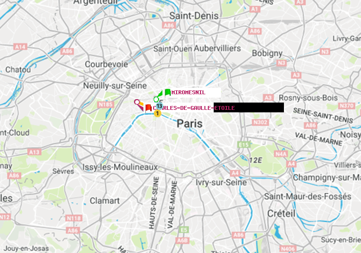plan itinéraire ratp de Miromesnil à Charles de Gaulle-Etoile