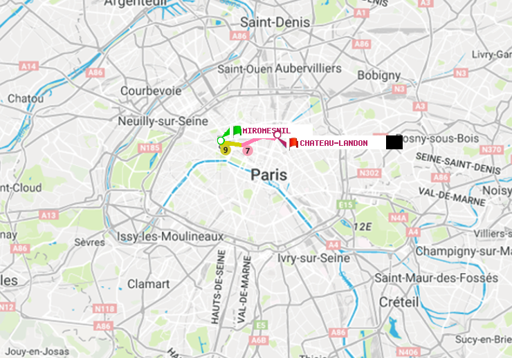 plan itinéraire ratp de Miromesnil à Château Landon