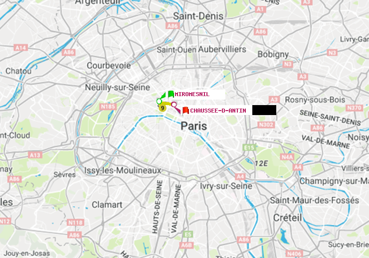 plan itinéraire ratp de Miromesnil à Chaussée d