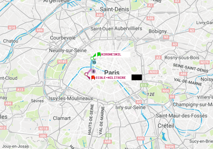 plan itinéraire ratp de Miromesnil à Ecole Militaire
