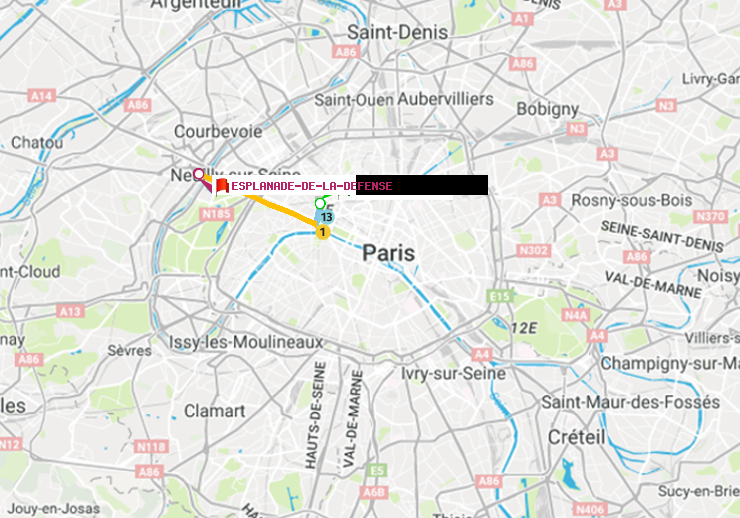 plan itinéraire ratp de Miromesnil à Esplanade de la Défense