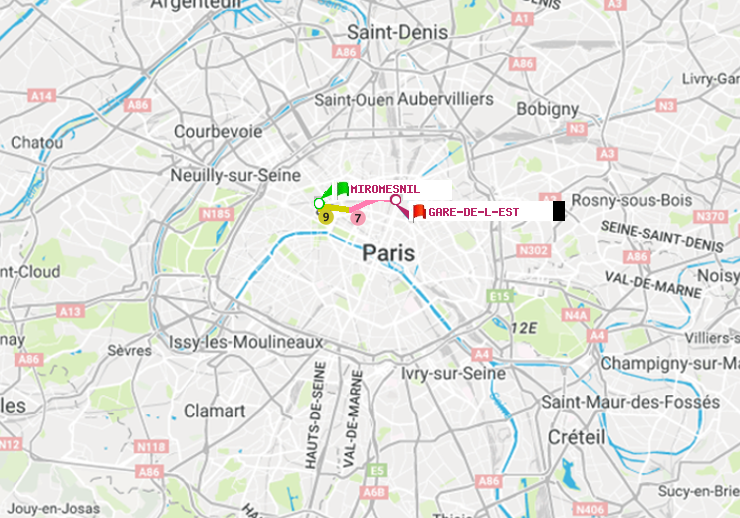plan itinéraire ratp de Miromesnil à Gare de l