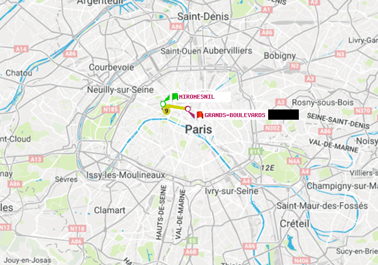 plan itinéraire ratp de Miromesnil à Grands Boulevards