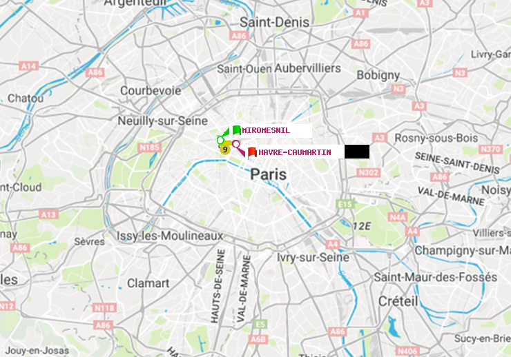 plan itinéraire ratp de Miromesnil à Havre-Caumartin
