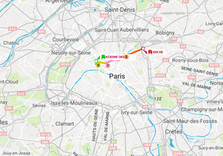 plan itinéraire ratp de Miromesnil à Hoche