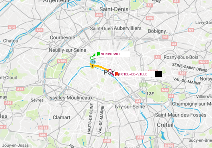 plan itinéraire ratp de Miromesnil à Hôtel de Ville