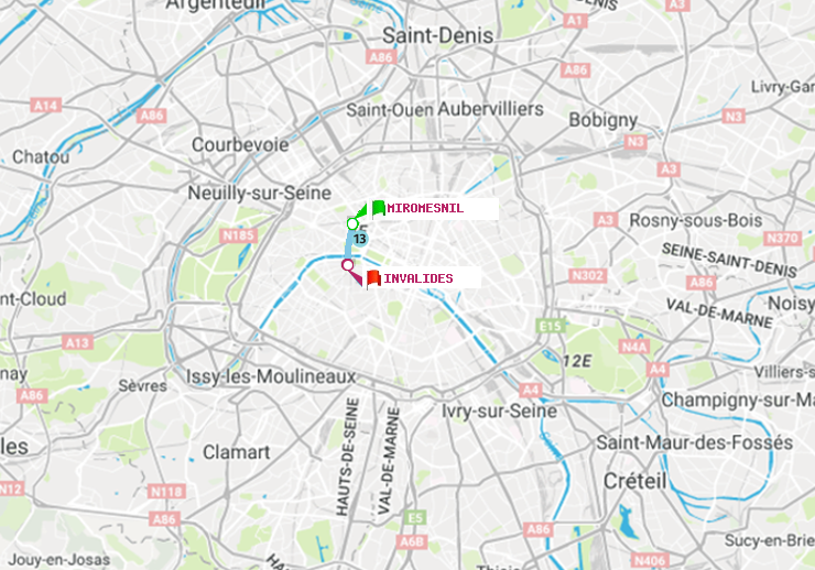plan itinéraire ratp de Miromesnil à Invalides