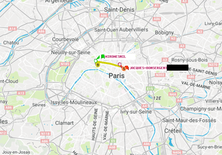 plan itinéraire ratp de Miromesnil à Jacques-Bonsergent