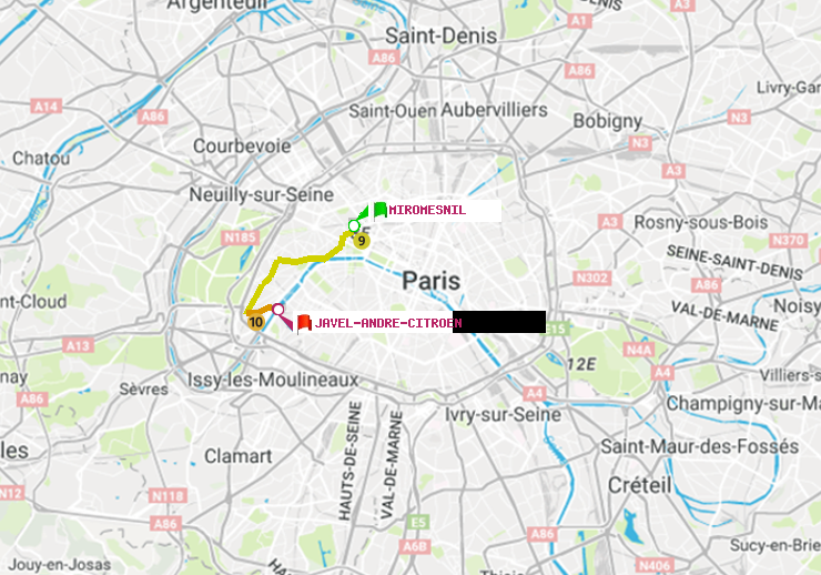plan itinéraire ratp de Miromesnil à Javel-André-Citroen