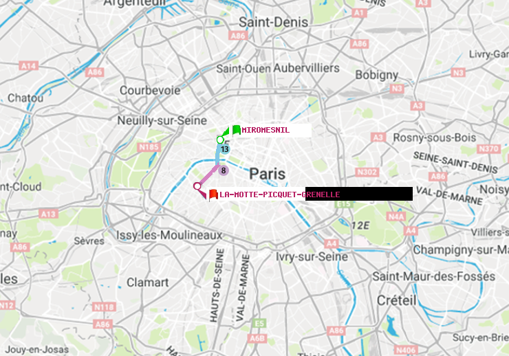 plan itinéraire ratp de Miromesnil à La Motte-Picquet-Grenelle