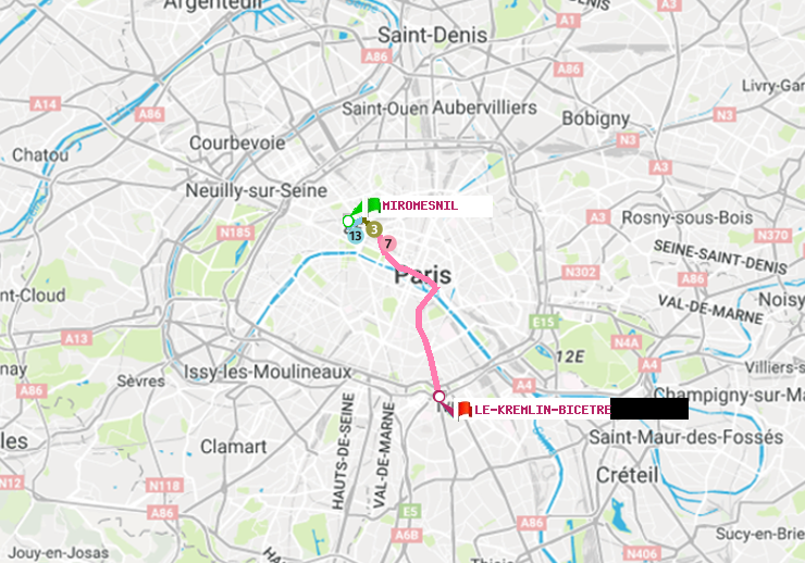plan itinéraire ratp de Miromesnil à Le Kremlin-Bicêtre