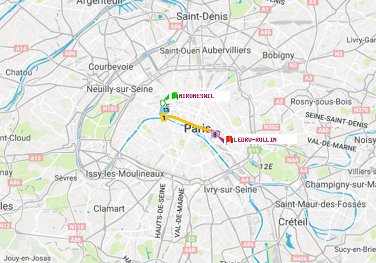 plan itinéraire ratp de Miromesnil à Ledru-Rollin