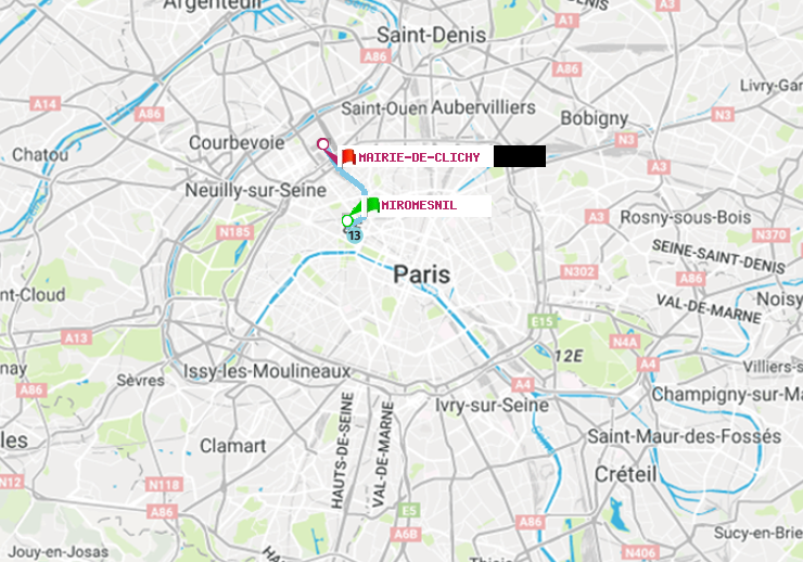 plan itinéraire ratp de Miromesnil à Mairie de Clichy