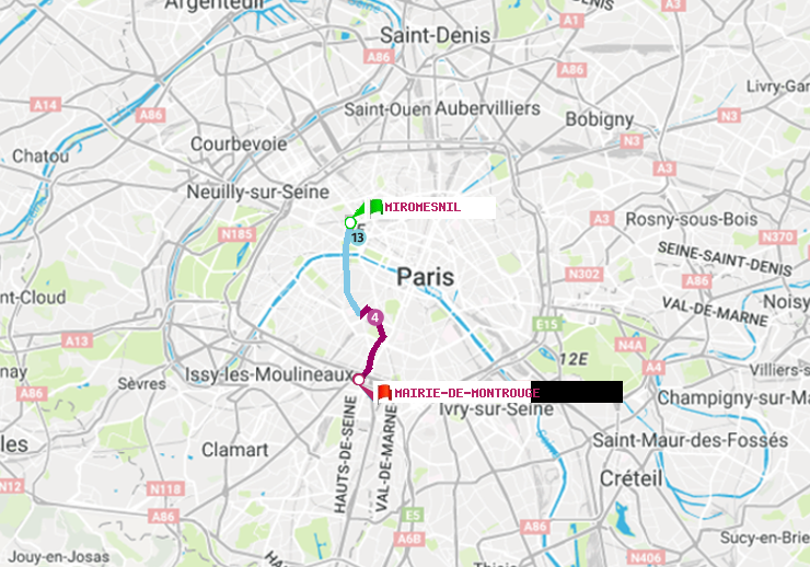 plan itinéraire ratp de Miromesnil à Mairie de Montrouge
