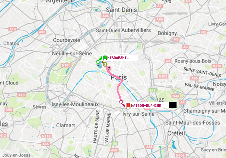 plan itinéraire ratp de Miromesnil à Maison Blanche