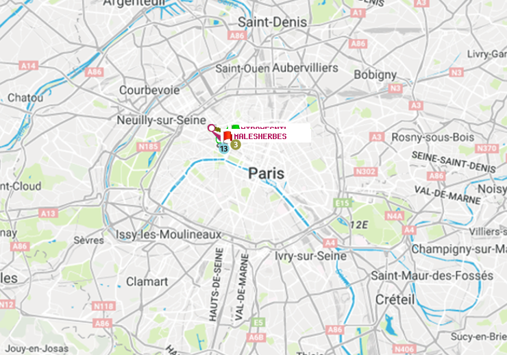 plan itinéraire ratp de Miromesnil à Malesherbes
