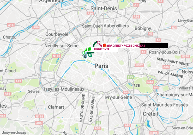 plan itinéraire ratp de Miromesnil à Marcadet-Poissonniers