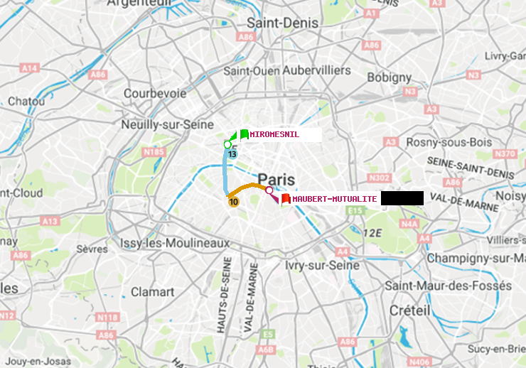 plan itinéraire ratp de Miromesnil à Maubert-Mutualité