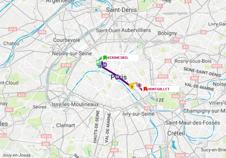 plan itinéraire ratp de Miromesnil à Montgallet